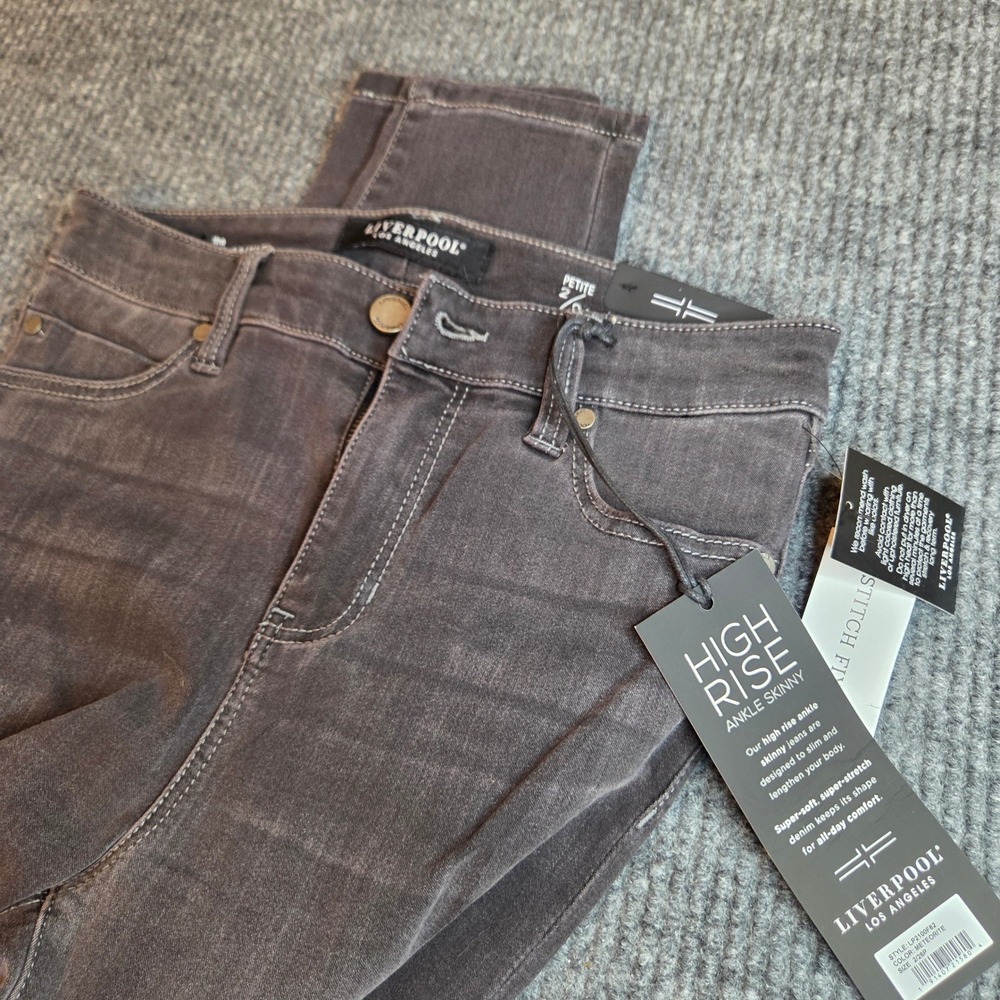 Liverpool Los Angeles High Rise Ankle Skinny Jean Meteorite Grey Petite 2/26 NEW